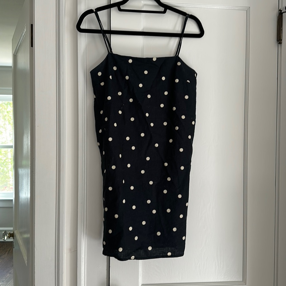 Black linen polka dot mini dress from H&M.